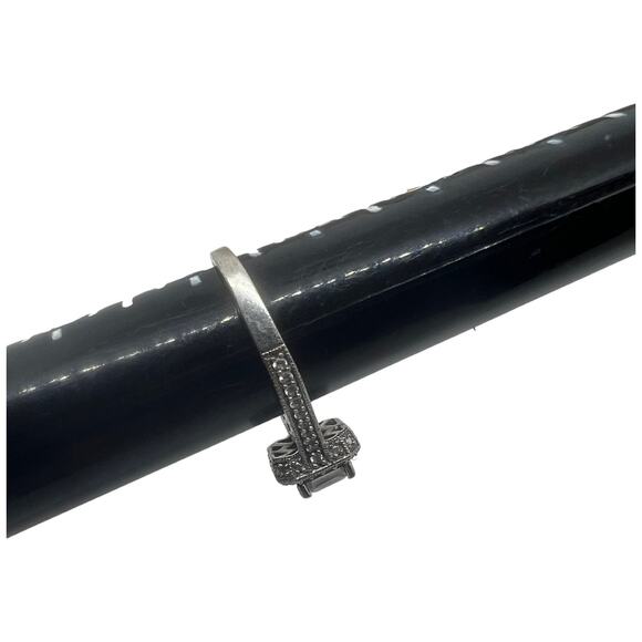 Sterling Silver 925 White Sapphire CZ Art Deco Style Halo Ring Size 6.75 - Picture 7 of 15